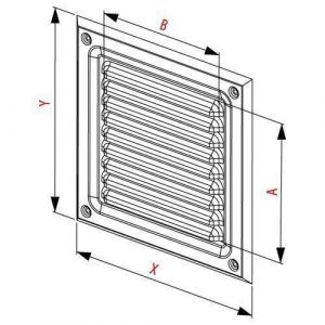 Ventilation Grille, Metal, White, with Anti Insect Net, 165 x 165MM