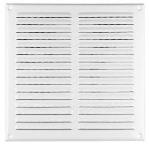 Ventilation Grille, Metal, White, with Anti Insect Net, 195 x 195MM