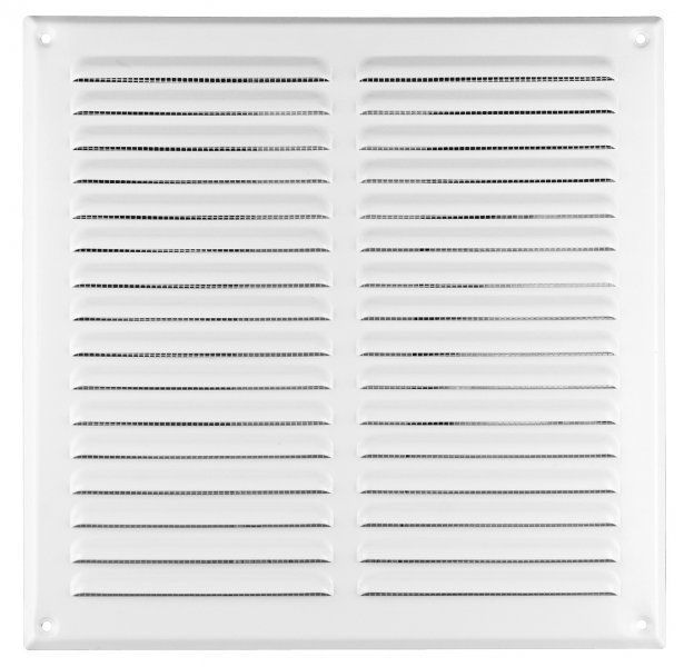 Ventilation Grille, Metal, White, with Anti Insect Net, 195 x 195MM