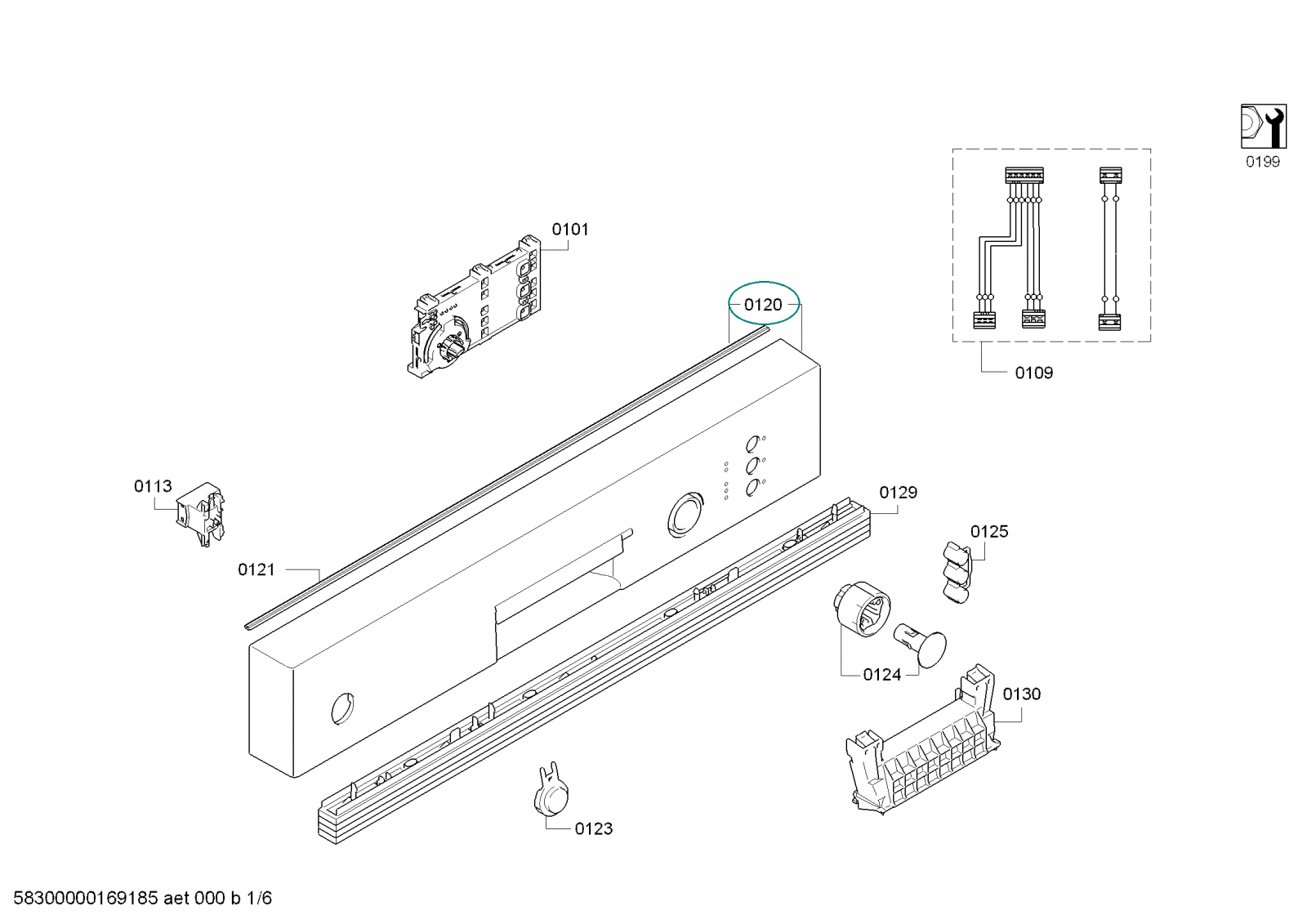 Front Control Panel for Bosch Siemens Dishwashers - Part nr. BSH 00741744 BSH - Bosch / Siemens
